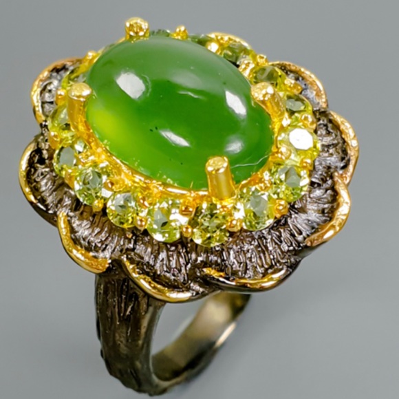 Genuine Chrysoprase Peridot Ring